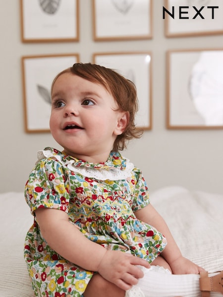 Green Ditsy Floral Baby Playsuit (0mths-2yrs) (U79836) | € 13 - € 14