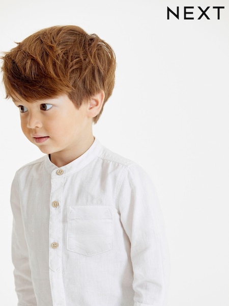 Alb - Grandad Collar Lenjerie de pat Mix Shirt (3luni-7ani) (U80068) | 82 LEI - 97 LEI
