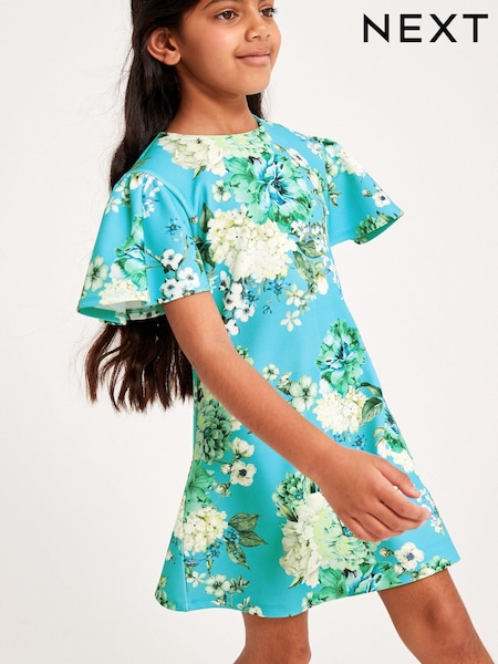 Blau mit floralem Muster - Occasion Dress (3-16yrs) (U80517) | 12 € - 18 €