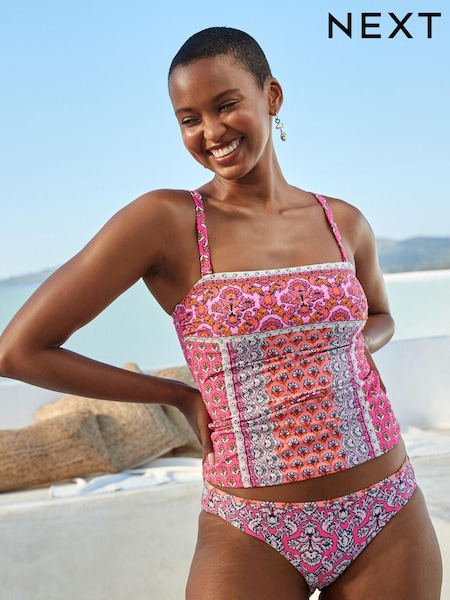 Roza woodblock - Bandeau Tummy Control Tankini Top (U80659) | € 17