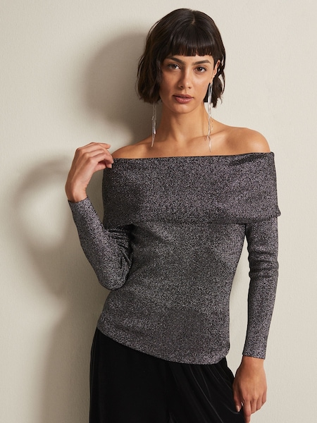 Phase Eight Iris Bardot Knitted Black Top (U81223) | €43.50