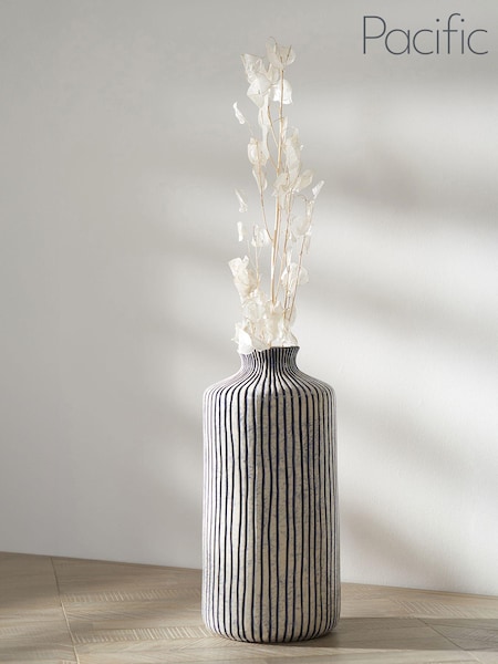 Pacific Blue/White Bude Stripe Stoneware Vase (U81553) | €81