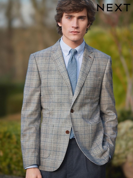 Light Blue Slim Nova Fides Check Blazer (U81866) | €43