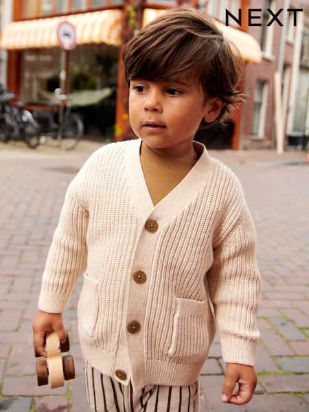 Ecru Relaxed Fit 100% Cotton Cardigan (3mths-7yrs) (U81920) | €8 - €9