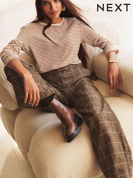 Brown Check Smart Tailored Wide Trousers (U82180) | €20