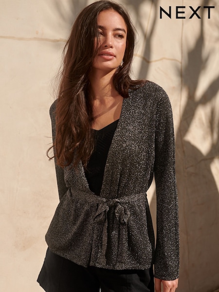 rjava - Sparkle Belted Cardigan (U82671) | € 16