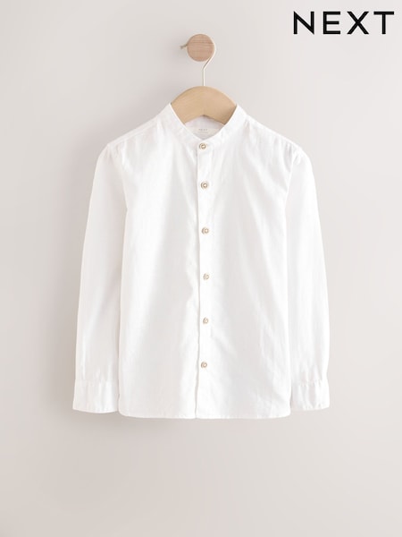 Cream Grandad Collar Linen Mix Long Sleeve Shirt (3-16yrs) (U83545) | €17 - €24
