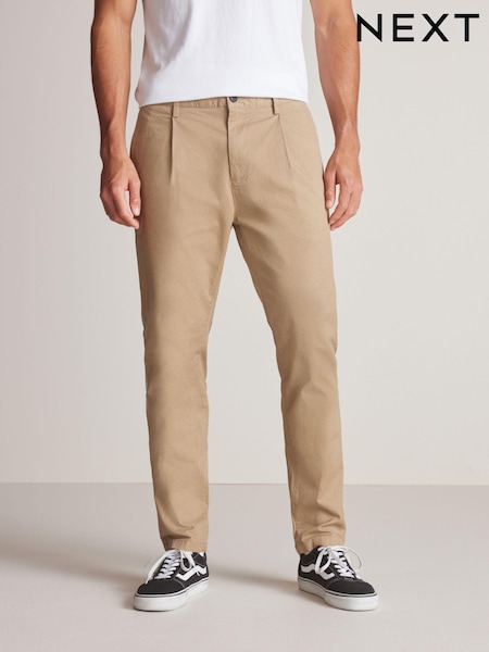 Stone Slim Single Pleat Stretch Chino Trousers (U84243) | €17.50