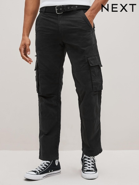 Black Belted Tech Cargo Trousers (U84254) | R$ 400