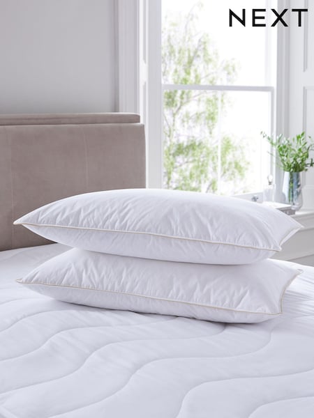 Set of 2 Soft 100% Cotton Goose Feather and Down Pillows (U84301) | €61