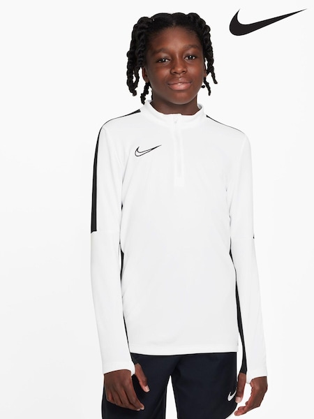 Alb/Negru - Bluză de antrenament cu fermoar pe jumătate Nike Dri-FIT Academy (U84479) | 146 LEI