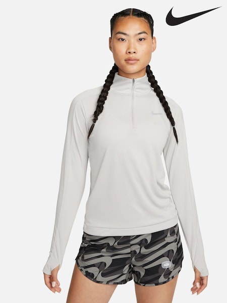 Nike Light Grey Dri-FIT Pacer 1/4Zip Running Top (U84655) | €25