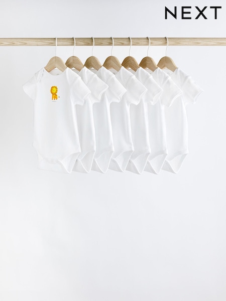 White Printed Baby 100% Cotton Bodysuits 7 Pack (U84793) | € 19 - € 21