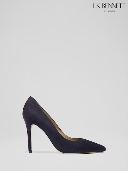 LK Bennett Blue Fern Suede Pointed Courts (U84977) | $496