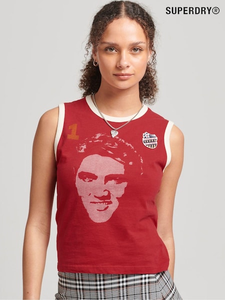 Superdry Red 100% Cotton Allstars Graphic Vest Top (U85262) | €41
