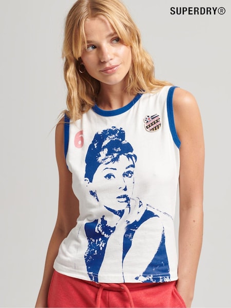 Superdry Cream 100% Cotton Allstars Graphic Vest Top (U85268) | €32