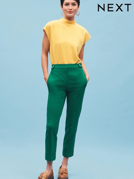 Зеленый - Tailored Turn-Up Taper Trousers (U85390) | €17