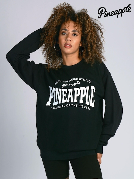 Pineapple Black Womens Logo Sweatshirt (U85404) | ₪161