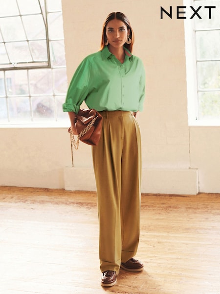 Camel Natural Tailored Wide Leg Turn-Up Trousers (U85463) | €24