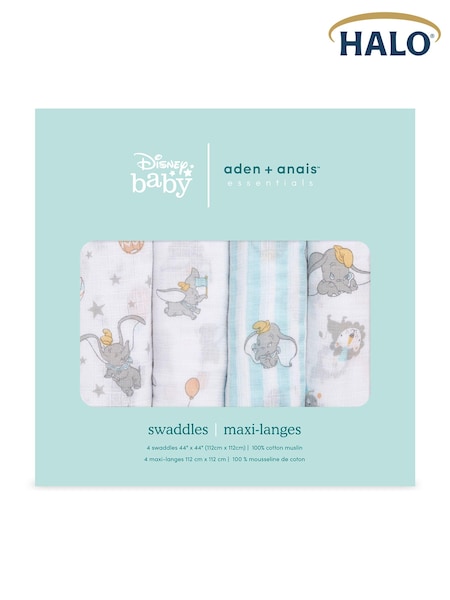 Aden & Anais Dumbo New Heights Essentials Muslin 100% Cotton Blankets 4 Pack (U86043) | €46