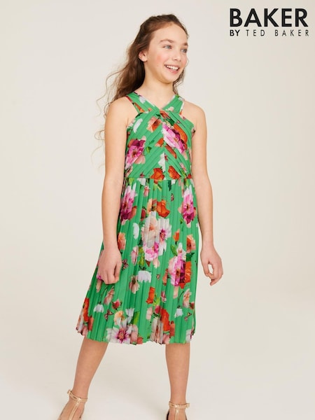 Baker by Ted Baker Green Floral Halter Neck Dress (U86431) | € 33 - € 37
