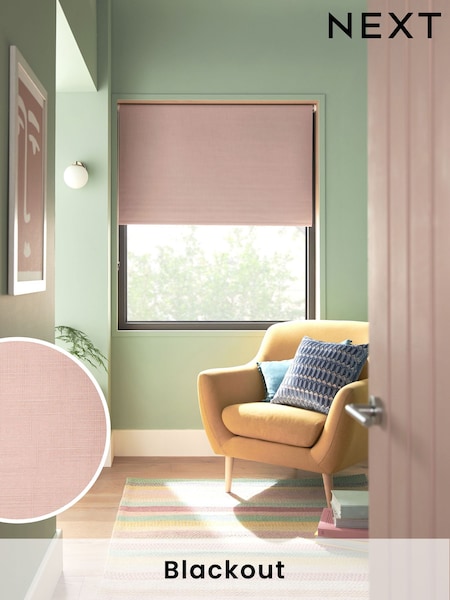 Blush Pink Ready Made Textured Roller Blackout Blind (U86454) | €12.50 - €27