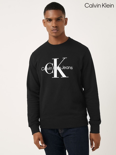 Calvin Klein Black 100% Cotton Crew Neck Jumper (U87152) | R$ 890