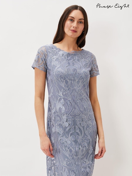 Phase Eight Blue Bea Embroidered Dress (U87289) | €89