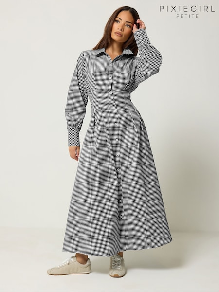 Black - Pixiegirl Petite Fitted Waist Maxi Dress