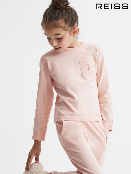 Reiss Pink Billy Junior Long Sleeve Embroidered Nightwear Top (U87607) | €40