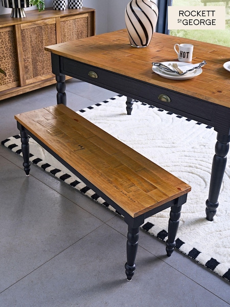 Rockett St George Black Apothecary Style Dining Bench (U87798) | €276