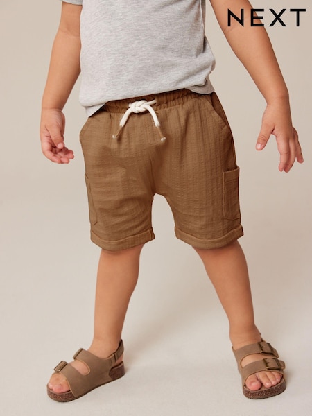 Hellbraun - 100% Cotton Lightweight Textured Jersey Shorts (3mths-7yrs) (U87801) | 4 € - 7 €