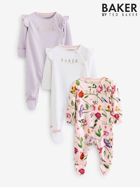Baker by Ted Baker 100% Cotton Sleepsuits  3 Pack (U87806) | ₪191 - ₪206