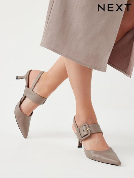 Grey Forever Comfort® Leather Buckle Detail Shoes (U87890) | € 29