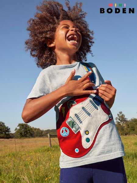 Boden Grey 100% Cotton Front And Back Guitar T-Shirt (U88030) | 104 QAR - 114 QAR