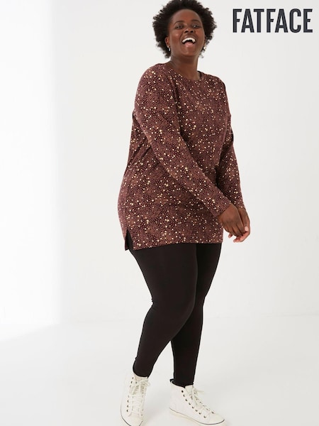 FatFace Purple Leena Textured Dot Longline T-Shirt (U88378) | €30