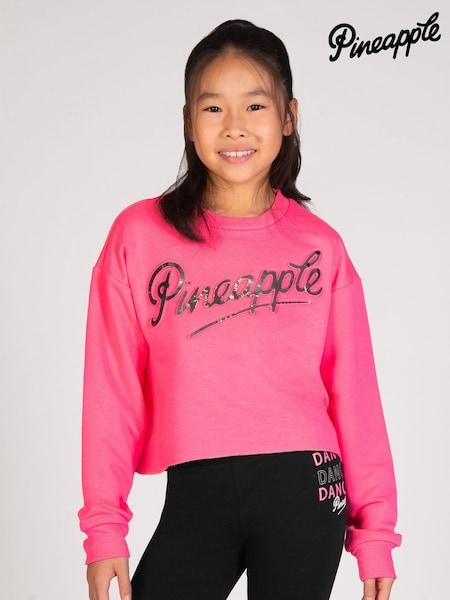Pineapple Pink Girls Logo Embossed Crop Sweat Top (U88455) | AED58