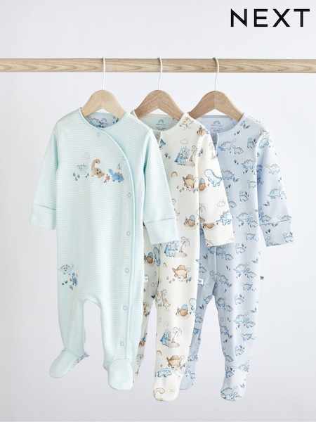 modra dinozaver - Baby Sleepsuits 3 Pack (0-2yrs) (U88830) | € 19 - € 21