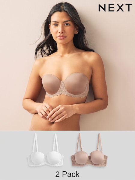 أبيض/بيج لوزي - Light Pad Strapless Multiway Bras 2 Pack A-e (U89165) | ‏144 ر.س.‏