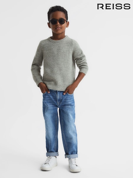Reiss Sage Marcus Senior Crew Neck Ribbed Wool Blend Jumper (U89243) | €61