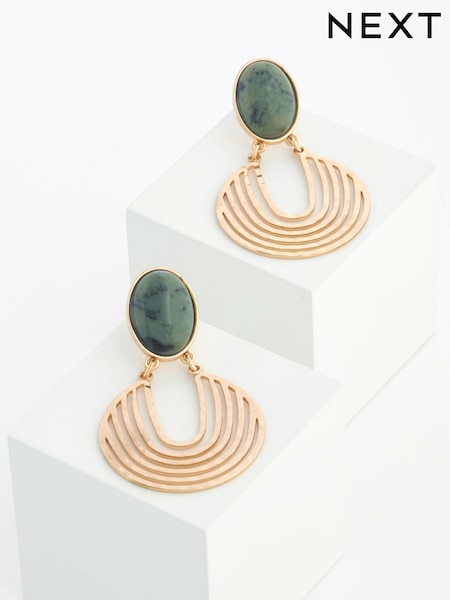 Gold Tone Fan Drop Statement Earrings (U90012) | € 11