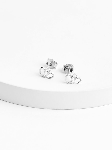 Sterling Silver Interlocking Heart Stud Earrings (U90055) | €5.50