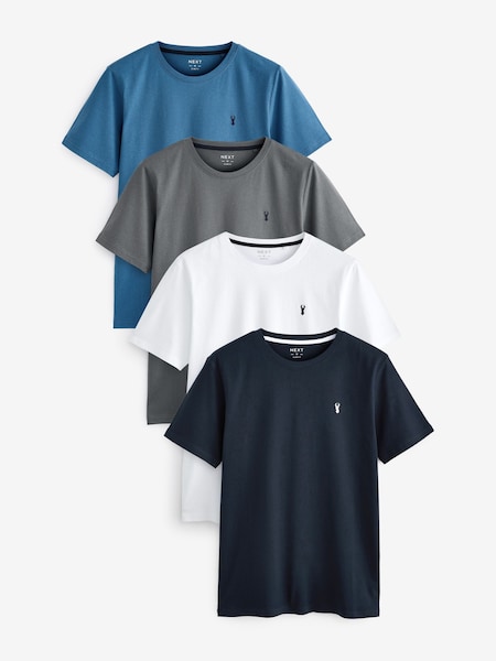 White/ Slate Grey/ Blue/ Navy Slim Fit T-Shirts 4 Pack (U90142) | AED75