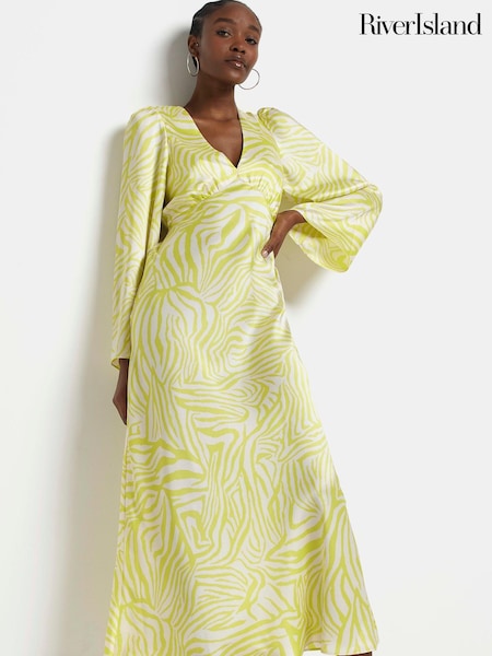 River Island Green Light Long Sleeve Geometric Dress (U90256) | €22