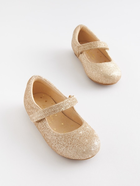 Gold Glitter Wide Fit (G) Mary Jane Shoes (U90274) | € 4 - € 5