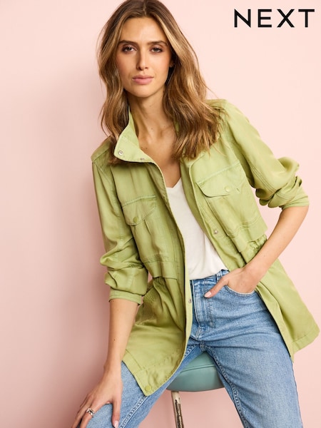 Мягкий материал хаки - Relaxed Utility Jacket with Patch Pockets (U90626) | €10