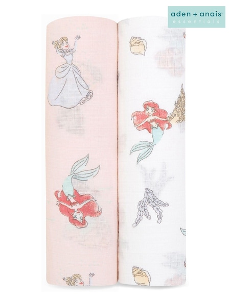 aden + anais White Essentials Disney Princess 100% Cotton Muslin Blankets 2-Pack (U91643) | $35