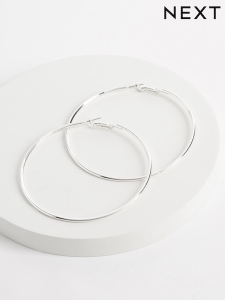 Silver ton - Oversized Hoop Earrings (U91942) | kr130