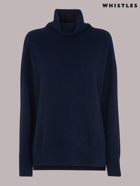 Whistles Blue Cashmere Roll Neck Jumper (U92035) | €264