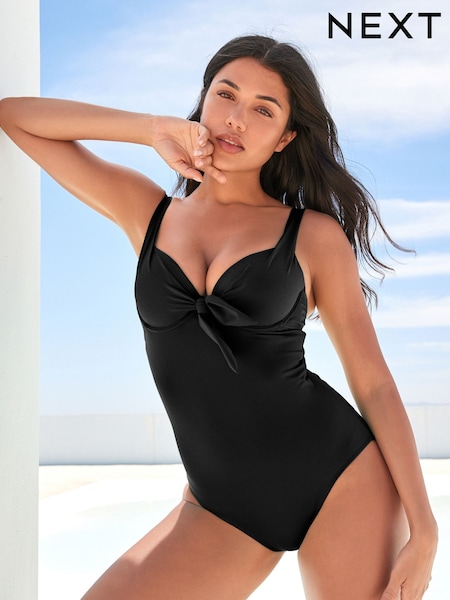 črna - Padded Wired Tummy Control Swimsuit (U92129) | € 18